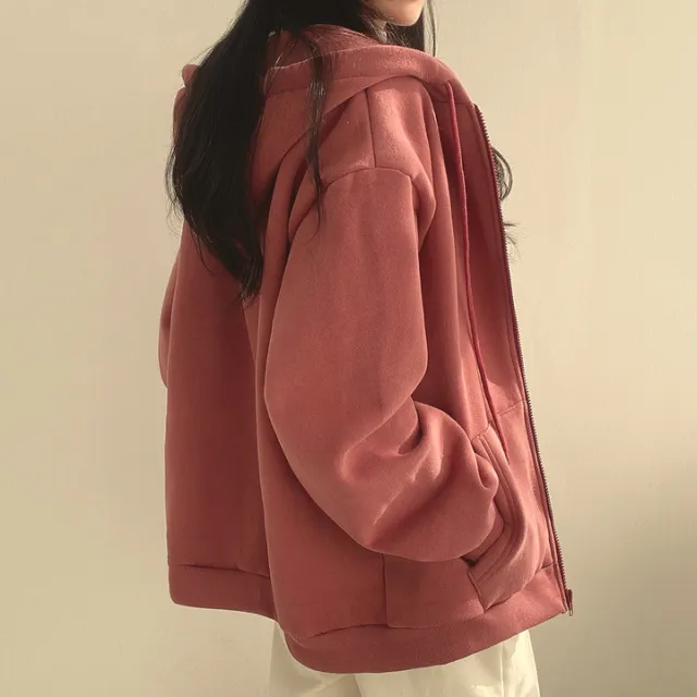 Zipper Plush And Thick Hood Sweater Women's Coat Purplush Style L - Shop at LoveMi
