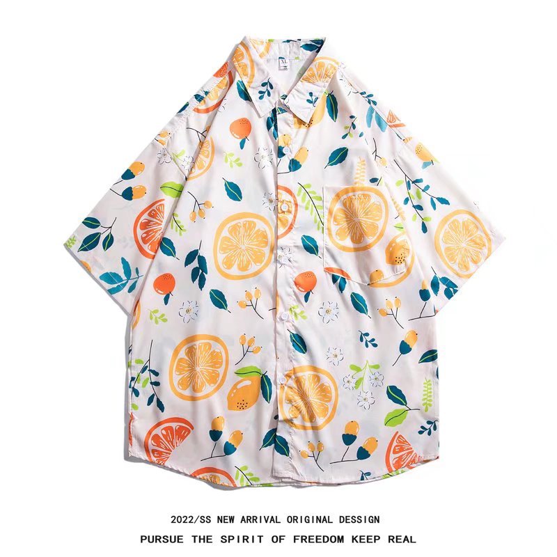 Men's Hawaiian Beach Floral Short-Sleeved Shirt