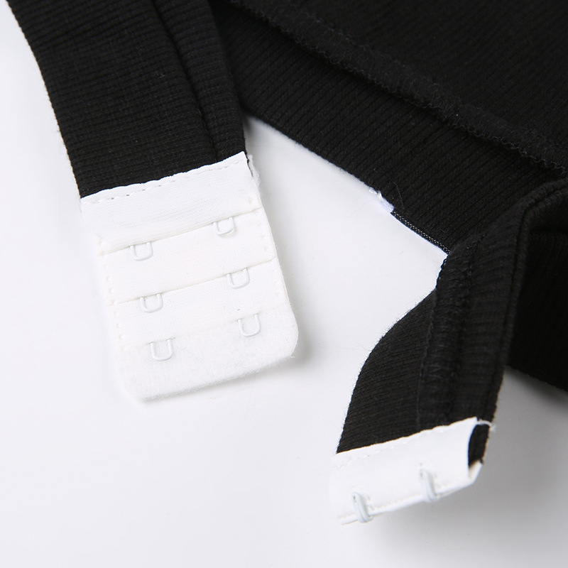 Contrast Color Binding Letters Embroidery Sexy Bikini Underwear Suit