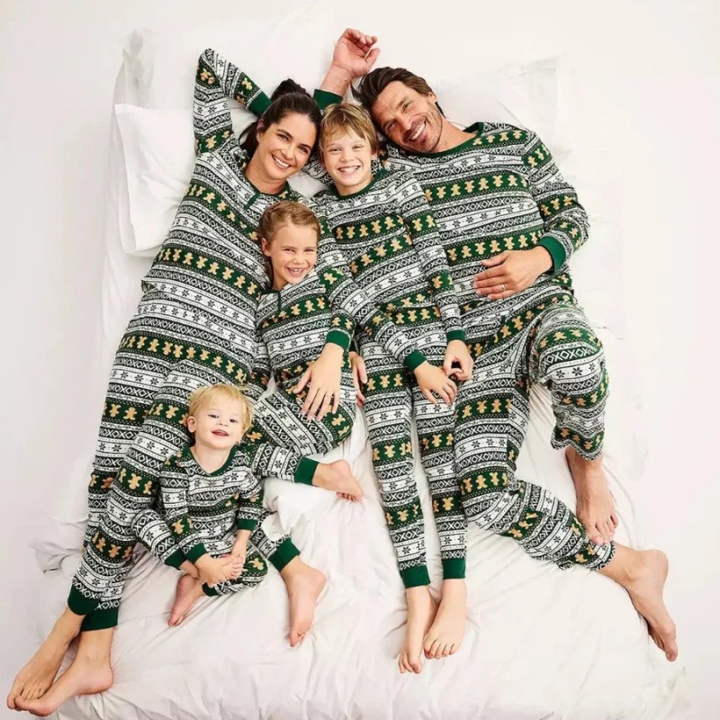 Gingerbread Man Style Print Loungewear Family And Parent Child Matching Outfits