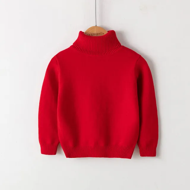 New Women's Pure Cotton Thread Pullover Turtleneck Knit Sweater Red - Shop at LoveMi