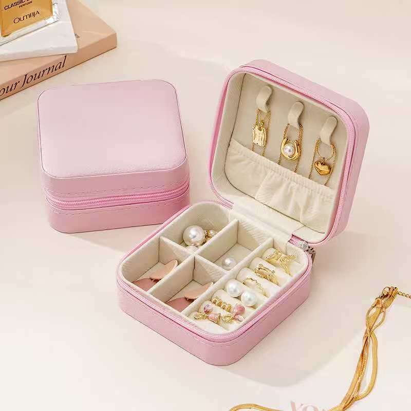 Mini Cutie de bijuterii cu fermoar Colier portabil Inel Geantă de depozitare - Compact Travel Organizer Ambalaj cadou pentru accesorii cercei