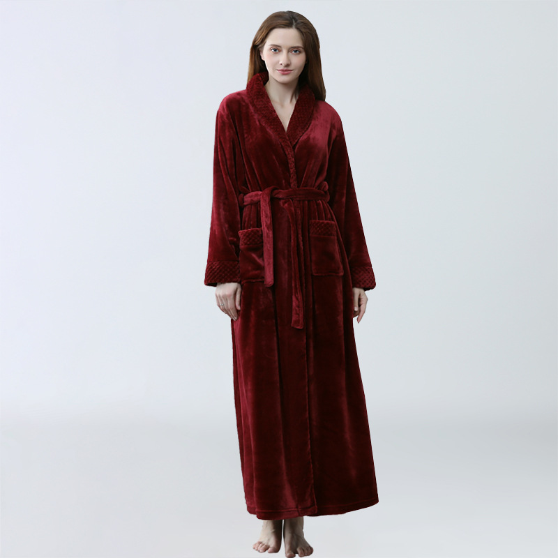 Women's Autumn And Winter Thickening Lengthened Bathrobe Flannel Nightgown