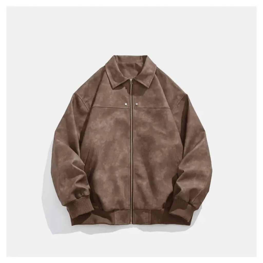 Retro Brown Couple Coat Loose Maillard Jacket Top - Brown