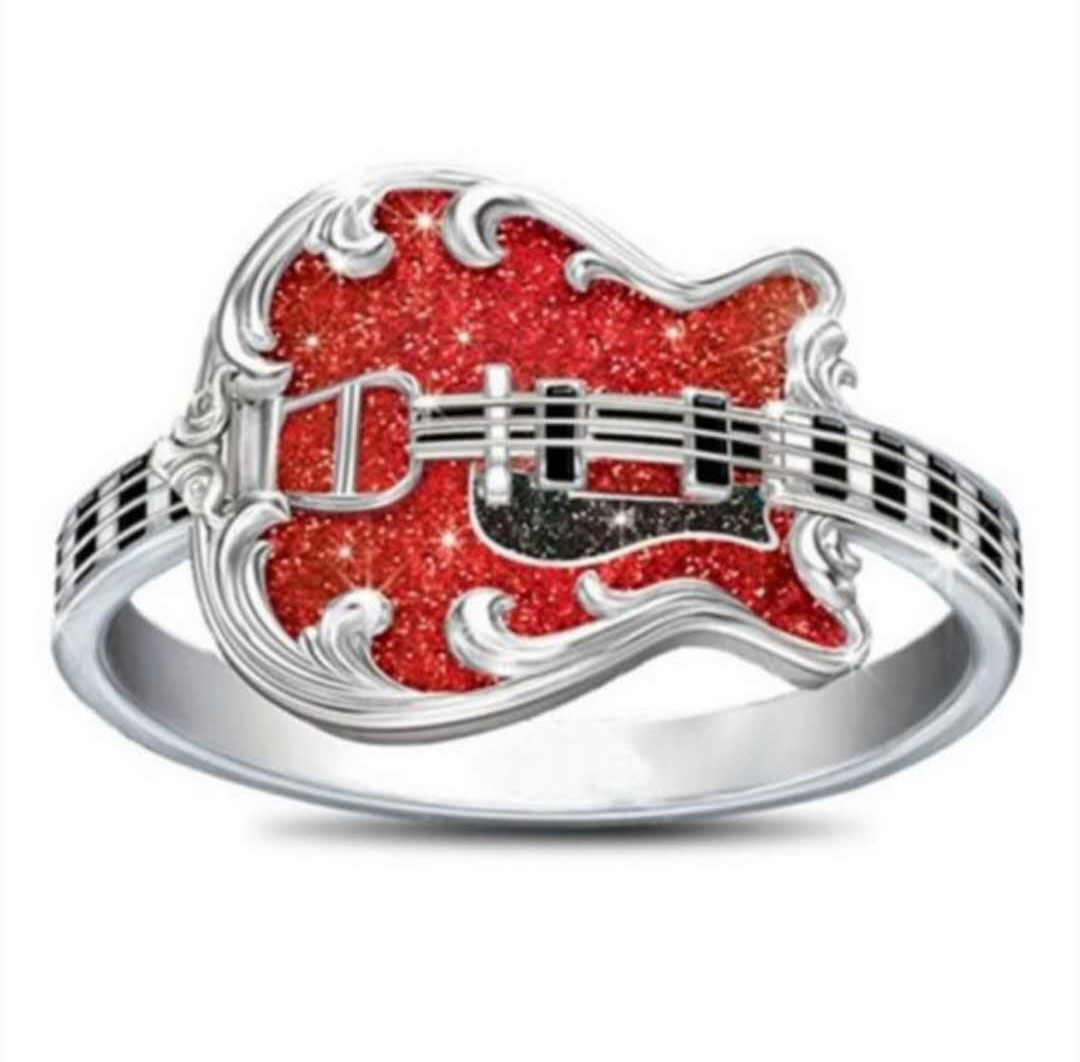 Red Oil Dripping Craft Guitar Ring