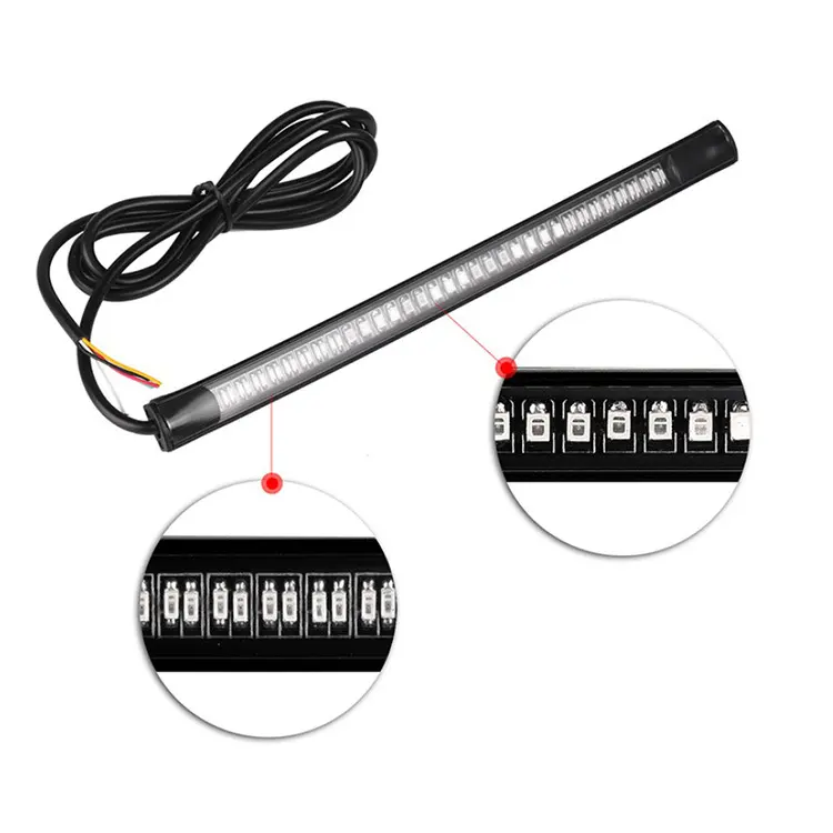 Motorcycle LED Brake Light Two-color Steering Waterproof Bar License