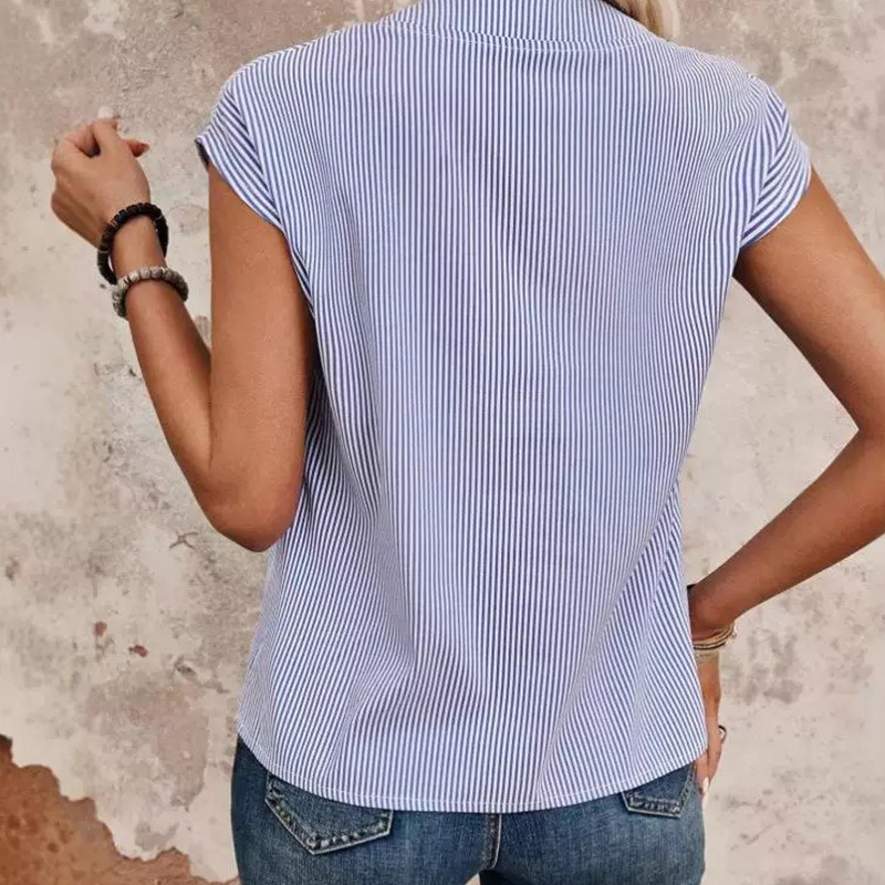 New Womens Sleeveless Striped Blouse