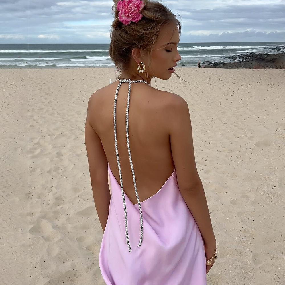 Solid Color Slim-fitting Simple Short Dress