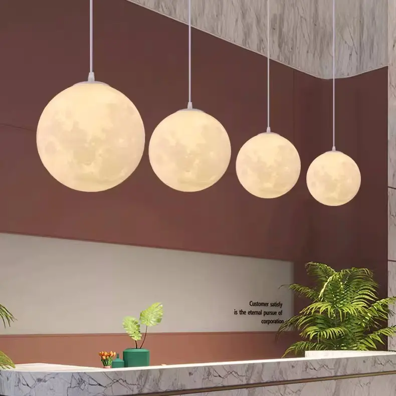 3D Moon Chandelier Simple Bedroom Bedside Ball