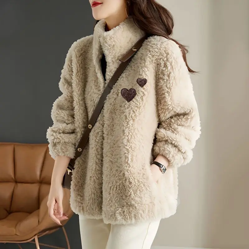 Fleece-lined Extra-thick Double-faced Fleece Stand-collar Thermal Sweatshirt