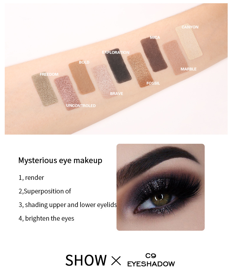 Title 9, Palette ombretti 9 colori matte perla glitter a...