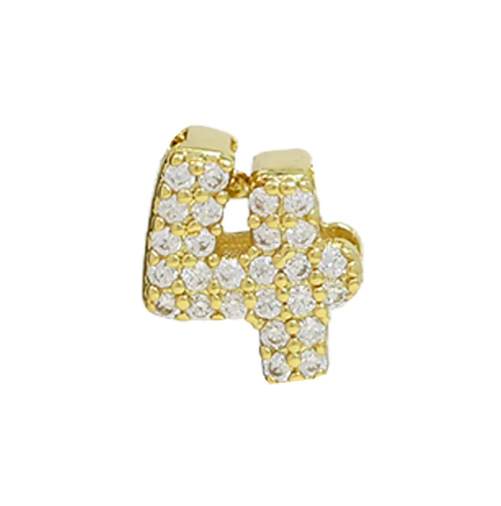 Brass 18K Zircon Diy Accessories Year Pendant - Number 4