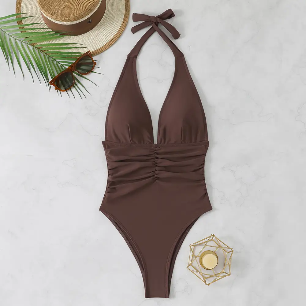 One-piece Triangular-cut Beach And Hot Spring Swimsuit