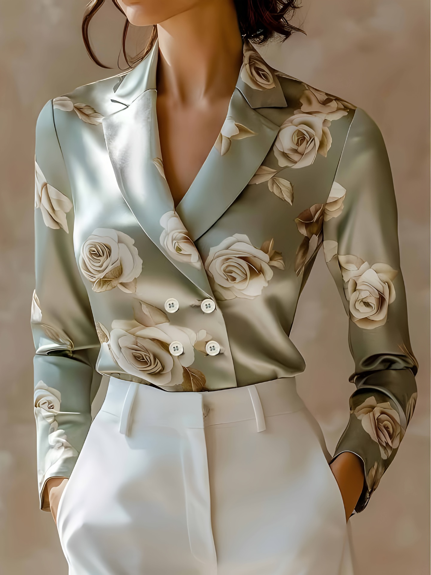 French Floral Print Long-sleeve Shirt - Image 3