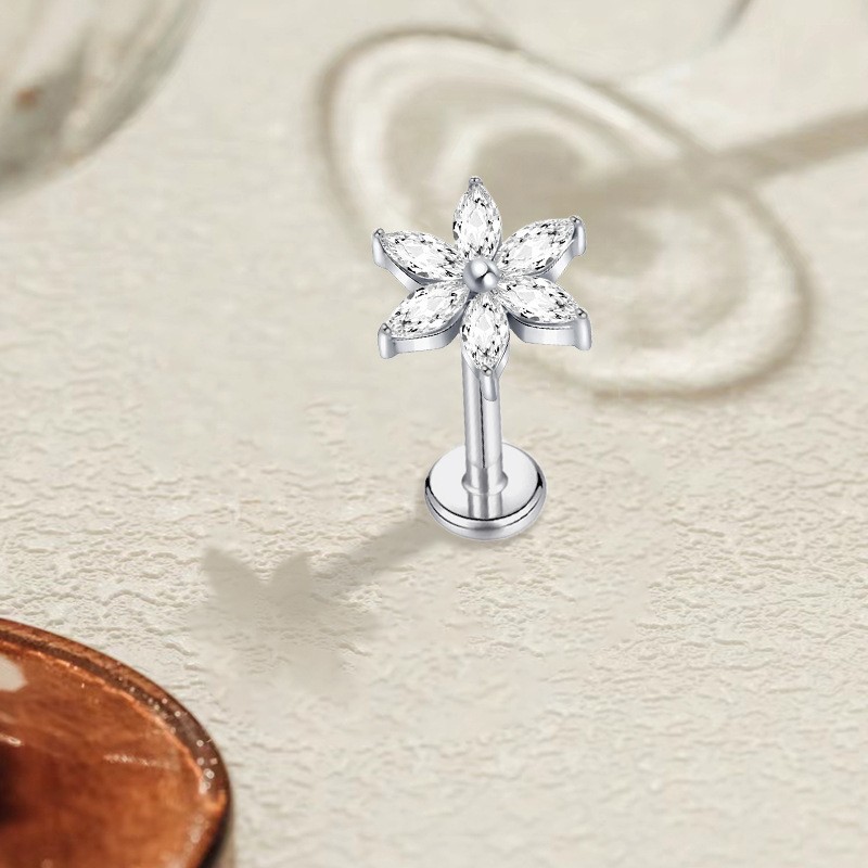 F136G23 Titanium Alloy Internal Teeth 6 Horse Eye Flower Labret