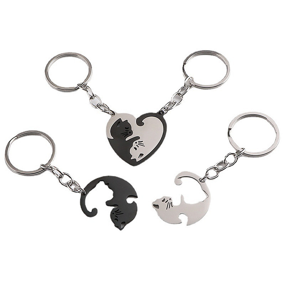 Title 1, Shaped Stitching Love Cat Keychain Pendant