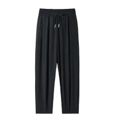 Ice Silk Sun-proof Trousers Women's Springsummer High Waist Drooping Loose Straight - Straight Black - View 1