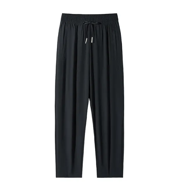 Ice Silk Sun proof Trousers Women's Springsummer High Waist Drooping Loose Straight Straight Black - Shop at LoveMi