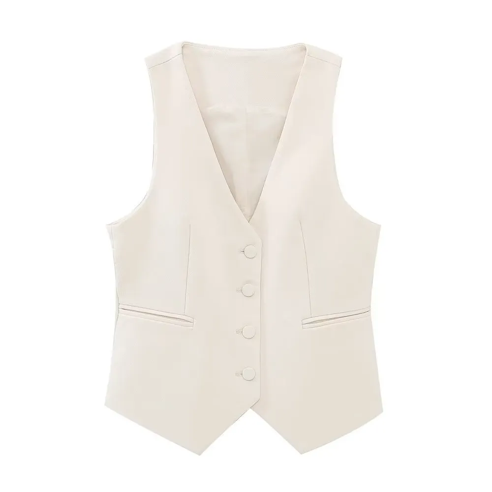 Women's Long Double-breasted Blazer - Vest