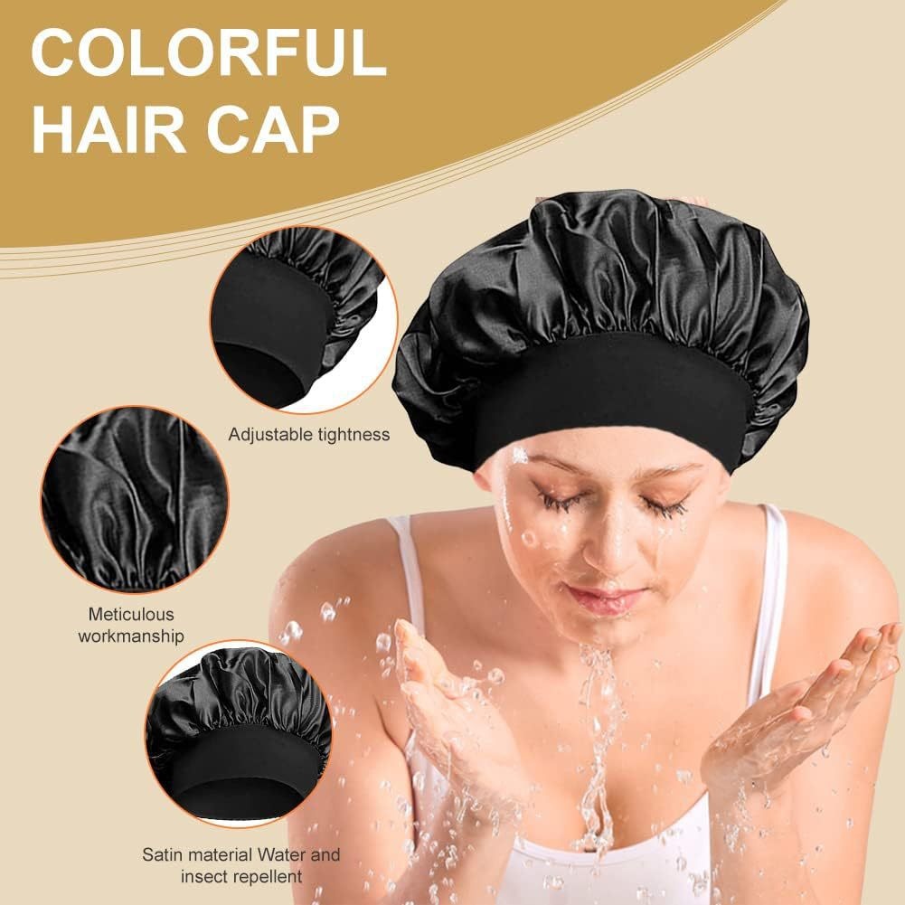 Wide-brimmed High Elastic Headscarf Beauty Salon Shower Cap Care Satin Nightcap - Image 9