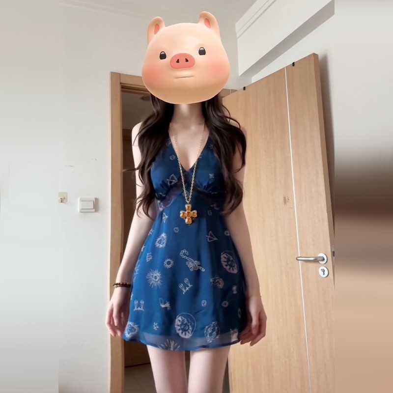 Hot Girl Style V-neck Floral Vest Dress
