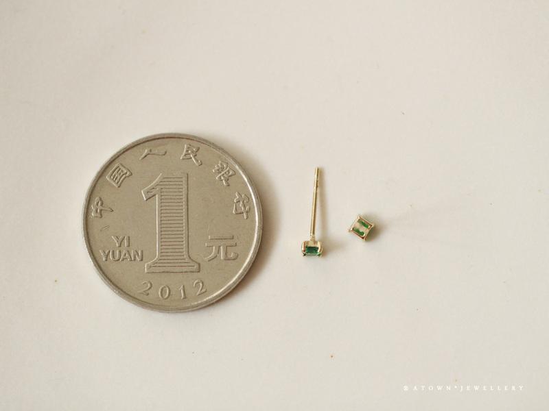 925 Sterling Silver Plated 14K Gold Ear-ring Clip Four-claw Grandmother Green Small Zircon Earrings