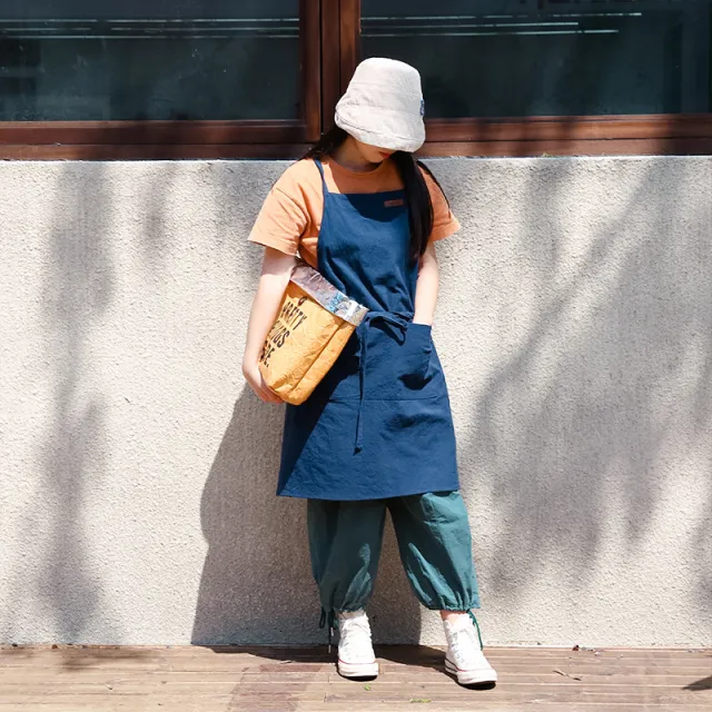 Japanese style Cotton Suspender Apron Striped Minimalist Ins Style Blue - Shop at LoveMi