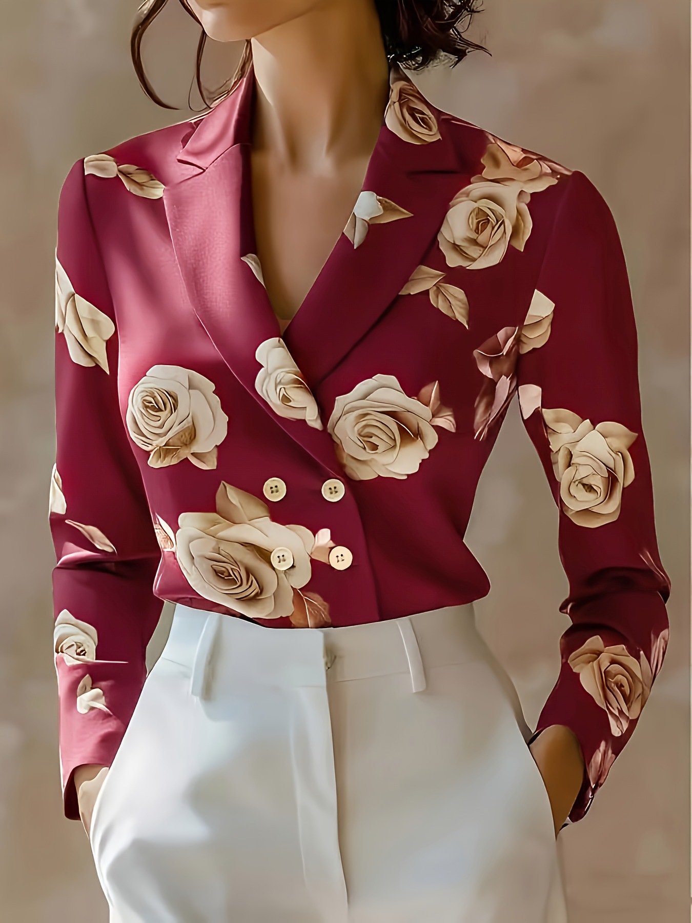 French Floral Print Long-sleeve Shirt - Image 2