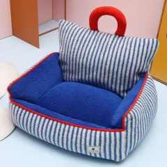 Winter Pet Cloth Sofa Nest - Blue Stripes - View 1
