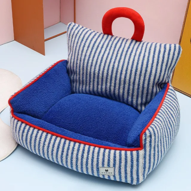Winter Pet Cloth Sofa Nest Blue Stripes - Shop at LoveMi