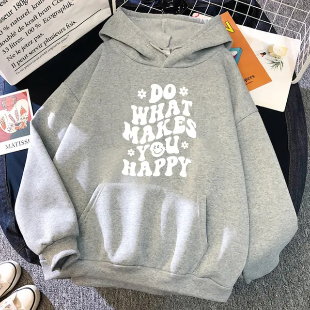 Casual Printed Women's Hoodie Gray - Shop at LoveMi