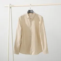 Men's Loose And Simple Artistic Youth Leisure Linen Shirt - Khaki - View 1