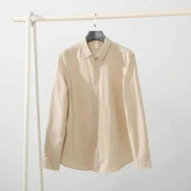 Men's Loose And Simple Artistic Youth Leisure Linen Shirt Khaki - Shop at LoveMi