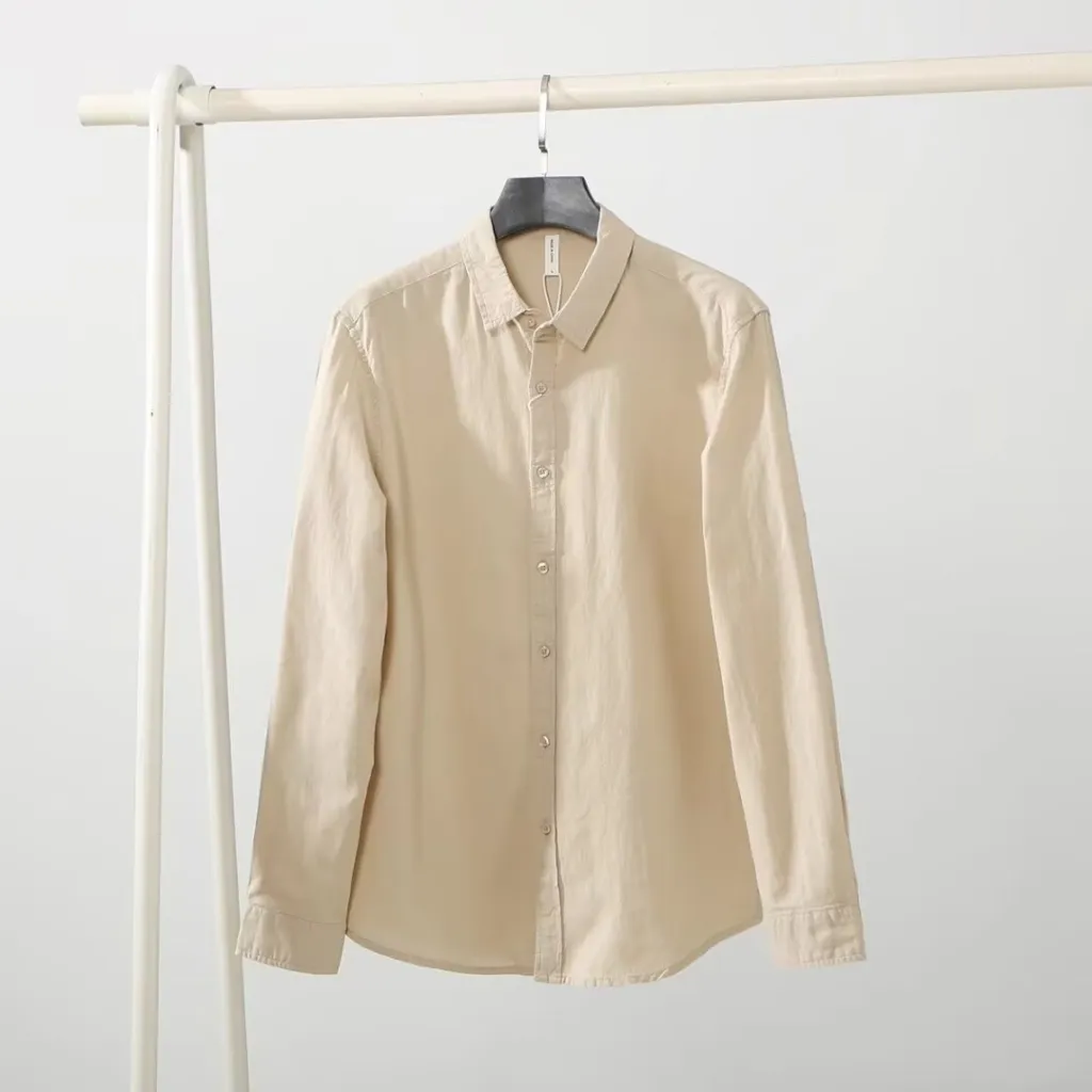 Men's Loose And Simple Artistic Youth Leisure Linen Shirt - Khaki