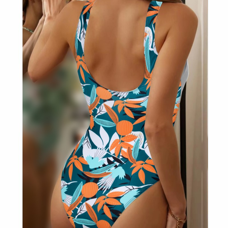 Women's High Waist Polyester Printed One-piece Bikini - Image 7