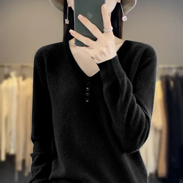 Women's Long sleeved Sweater Top With Tie Buckle Classic Black - Shop at LoveMi