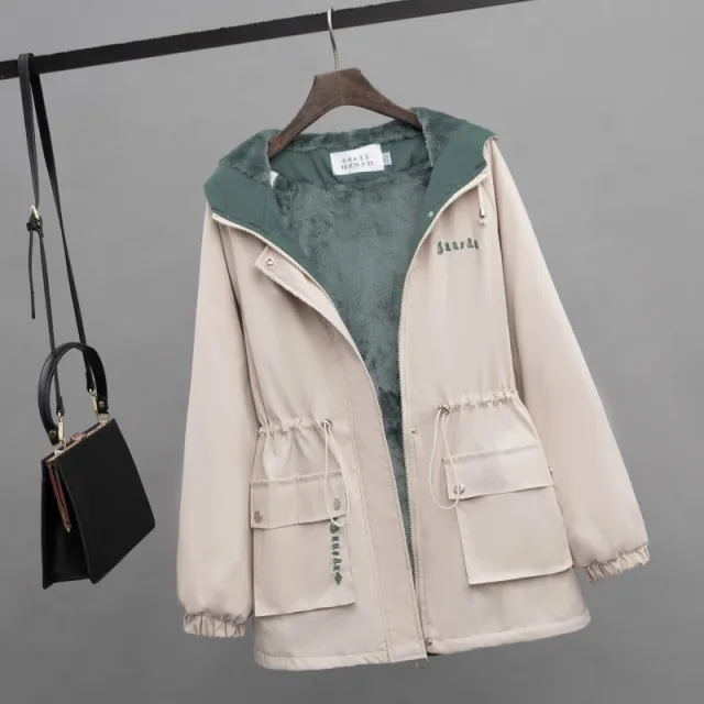 Small Velvet Padded Thickened Coat Women Beige - Shop at LoveMi