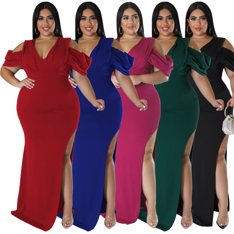 Women's Solid Color Loose Casual Open Fork Dress