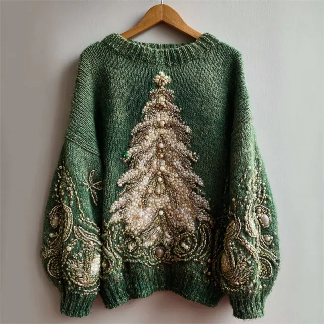 Womens Christmas Top Crew neck Sweater In Faux Wool Style 43 M - Shop at LoveMi