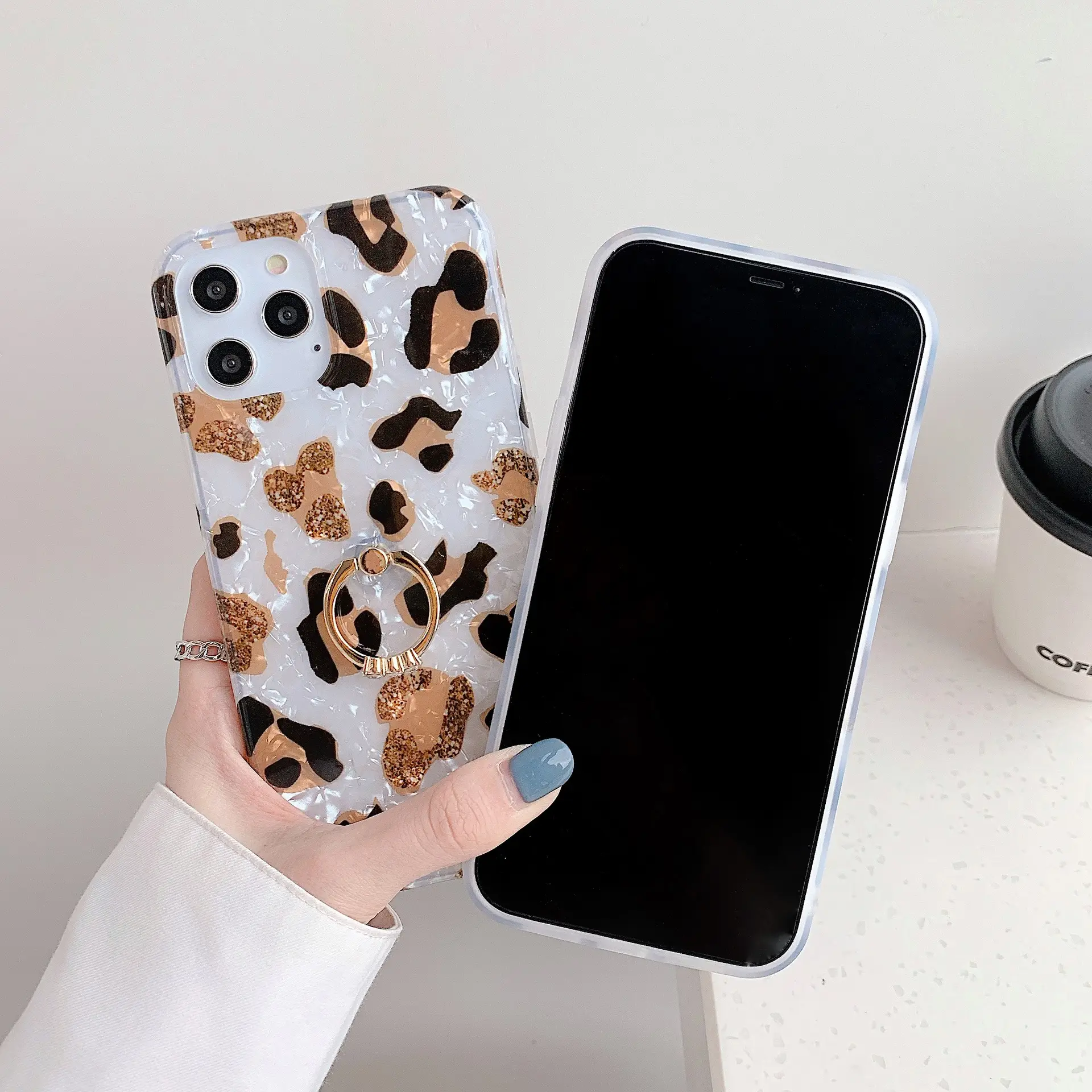 Leopard Print Shell Pattern Drop-resistant Phone Case