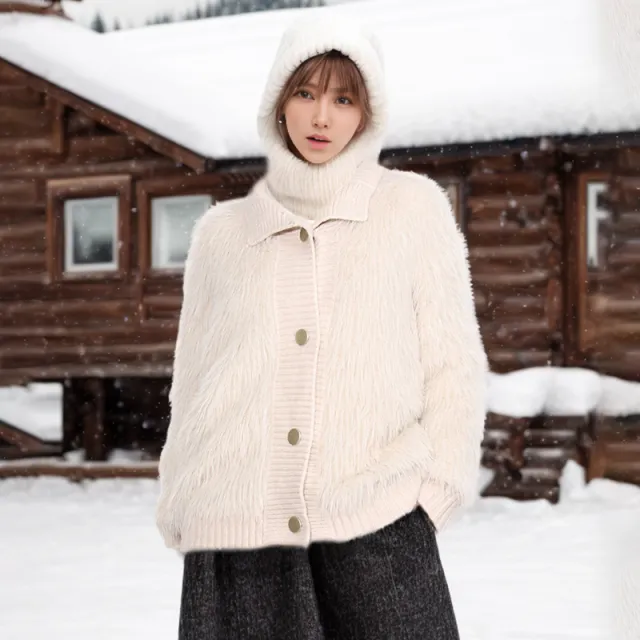 Spring Fashion High Collar Waterproof Mink Velvet Women's Sweater Coat Apricot - Shop at LoveMi