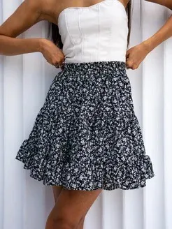 New Patchwork Floral Print Bohemian High waisted Skirt Printed Black - Shop at LoveMi