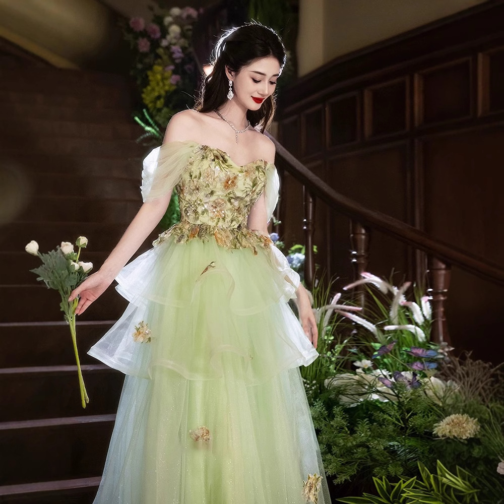 Off-Shoulder Long Evening Dress Banquet Polyester