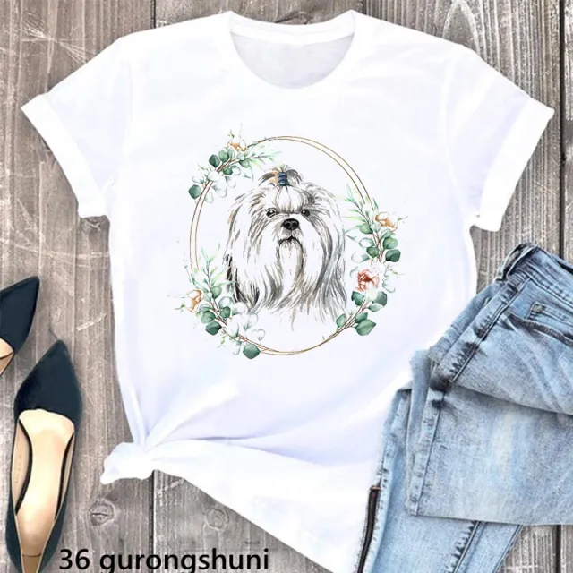 Summer Women's Clothing Schnauzer Dog Women's Printed Wear Clothes T shirt Women H2070 - Shop at LoveMi