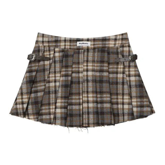 American Pleated Skirt Autumn And Winter Plaid Skirt Brown - Shop at LoveMi