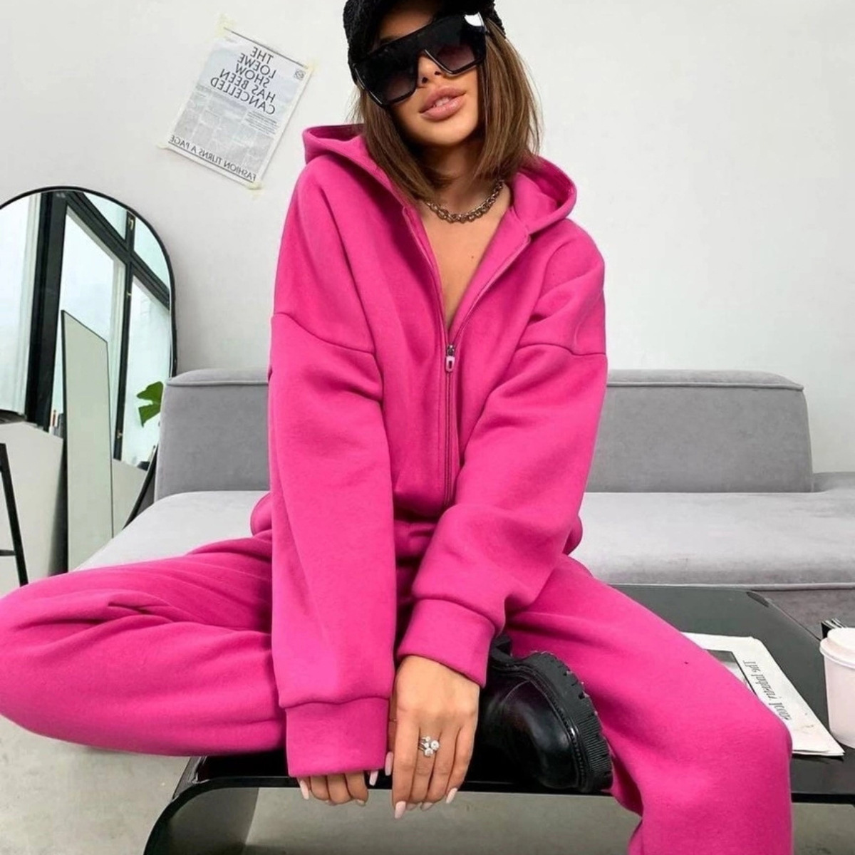 Women's Long-sleeved Casual Hooded Sports Suit Two-piece Suit
