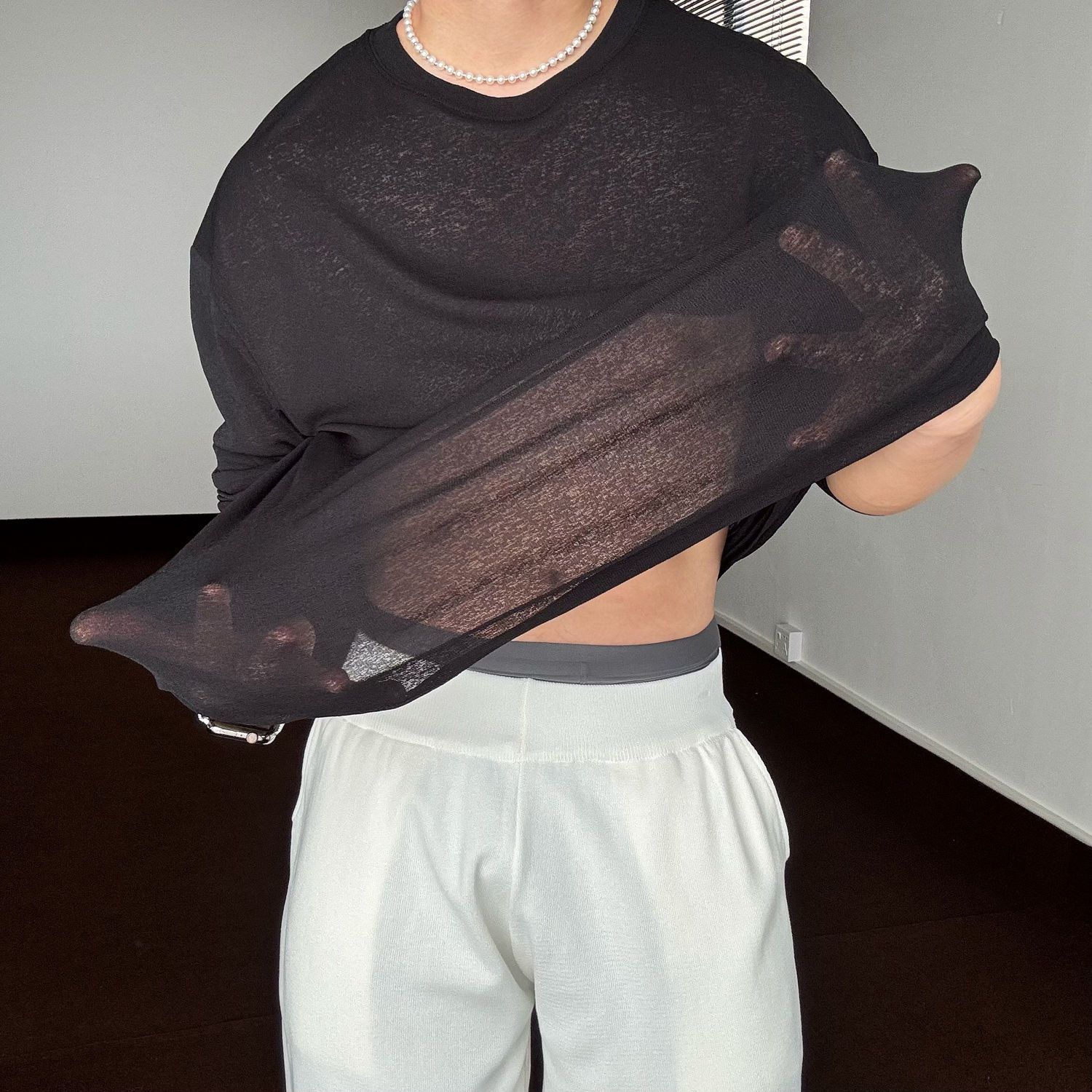 Mens Semi-Transparent Sun-Protective Hoodie With A Loose Fit