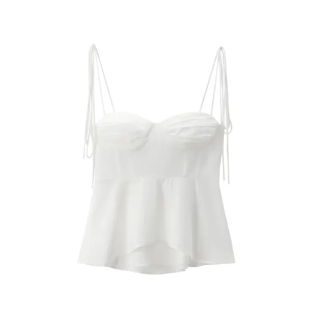 Solid Color Sleeveless Pleated Suspender Corset Top White - Shop at LoveMi