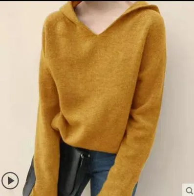Autumn New Women's Loose Long Sleeve Solid Color Hoodie Jacket Yellow - Shop at LoveMi
