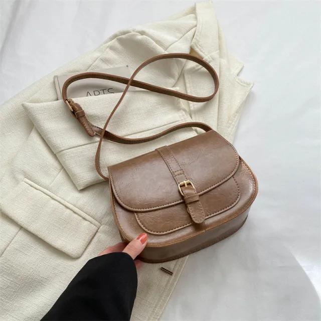 Women's Casual Fashion One Shoulder Saddle Bag Khaki - Shop at LoveMi